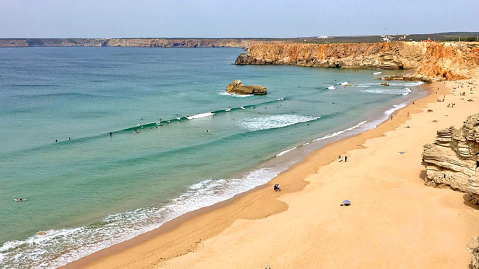 arrêt sur une plage en Algarve lors du Voyage moto Portugal