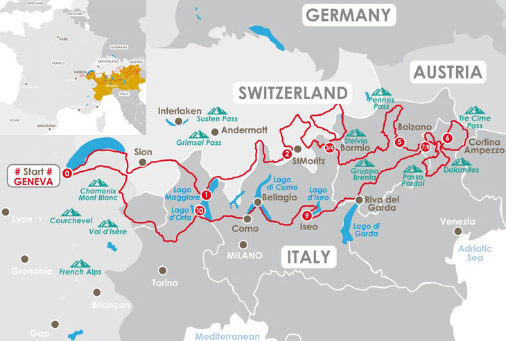 ItiCarte : Itinéraire du voyage en moto en Italie (Dolomites)