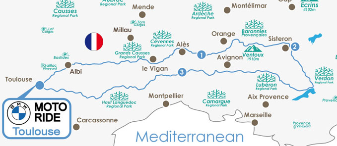 carte itinéraire voyage moto Bmw Provence